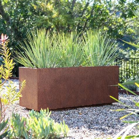 corten steel series long box planter|extra large corten steel planters.